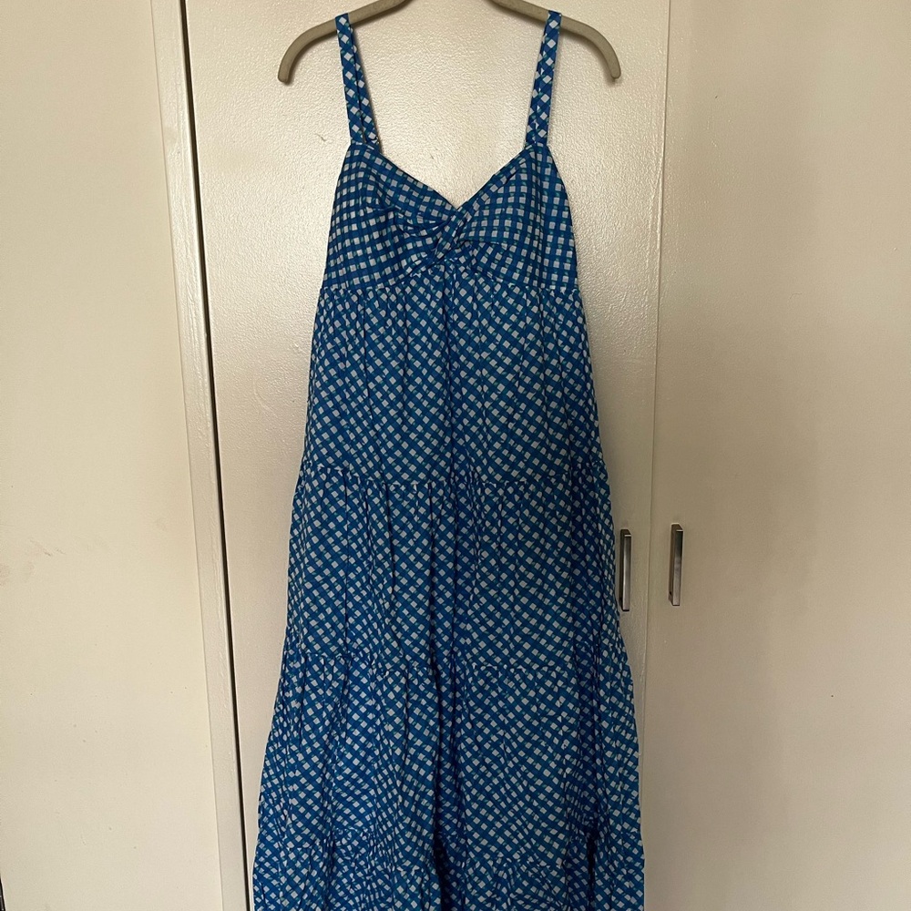 Lilly Pulitzer Tiered Maxi Gingham Blue Dress Size 6